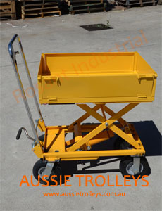 Scissor Lift Table 150 with Tray and 8 Inch Gel Wheel