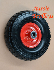 13" Inch Solid Puncture Proof Tyre 4.00-6 PU Foam Filled Wheel For Sack Truck Hand Cart Trolley 1 Inch Bore 13x4 Metal Centre Wheelbarrow Wheel - Pair